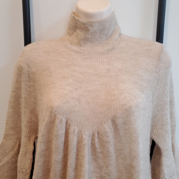 Anthropologie Feather Bone Whitby Bell Sleeve Sweater Merino Wool Alpaca Women - Picture 7 of 15